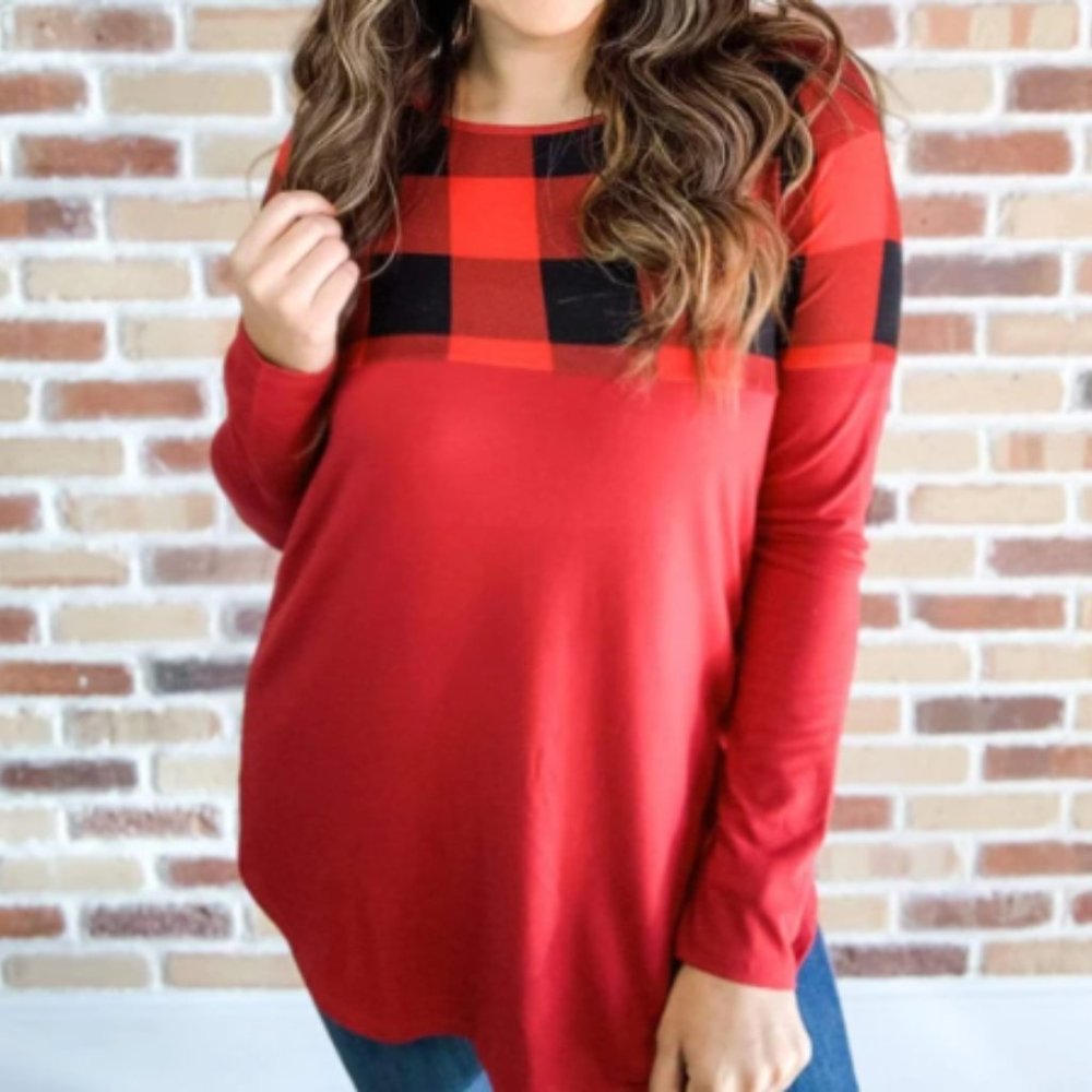 Women's Top PRETTY IN PLAID LONG SLEEVES